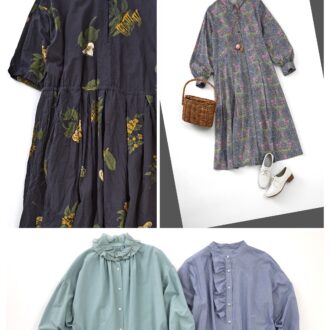 【人気スタイリストのおすすめコーデ】
フリル＆花柄で顔まわりを華やかに！  梅雨のおしゃれを気分アップ