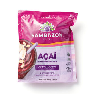 サンバゾン　アサイーピュアアンスウィート 100g×4個¥1,350／成城石井 ※一部店舗で取り扱い