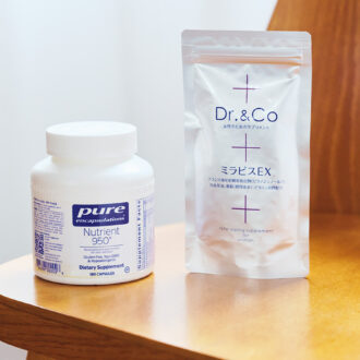 ミラピスEX 150粒 ¥12,960、Nutrient950® 180粒 ￥10,000／ともにウィミンズ・ウェルネス銀座クリニックにて取り扱い