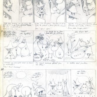 トーベ・ヤンソン 新聞連載マンガ「ひとりぼっちのムーミン」スケッチ 1954-55年頃 鉛筆、紙 ムーミンキャラクターズコレクション © Moomin Characters