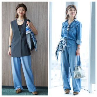 【１週間コーデ】
ジレ＆デニムシャツ、夏のきれいめデニムコーデ２選
～〈金曜日〉#010 Hatsuyo Mori～