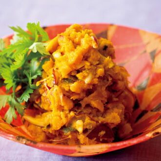 ほっくりしたやさしい甘さ
「かぼちゃと松の実のマッシュサラダ」