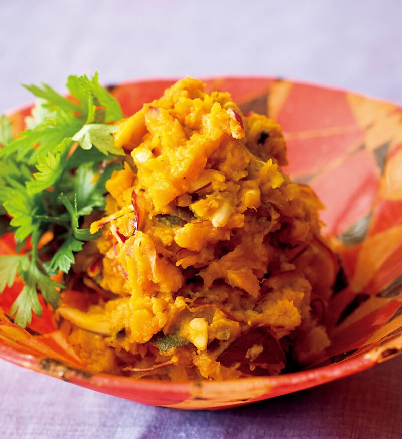 ほっくりしたやさしい甘さ 「かぼちゃと松の実のマッシュサラダ」