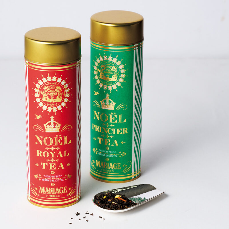 （右から）茶さじ（マルトレ） ¥1, 980、ノエル プリンシエ ¥4,968、ノエル ロワイヤル ¥4,968／すべてマリアージュ フレール（マリアージュフレール銀座本店）