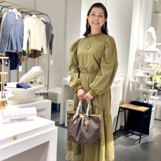 【京都スナップ】大阪のブランド「リッシュデコ」でカーキのワントーンコーデに