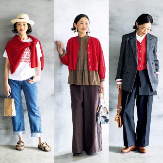 秋のおしゃれ、50代の強い味方！　
ショート丈のカラーカーディガンで秋から冬の着こなしレッスン