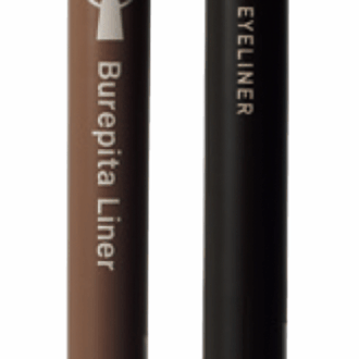 （右）アイドルメイクの神と呼ばれるメイクアップアーティスト夢月氏プロデュース。クッキリしながらも柔らかいブラックブラウン。 キングダム リキッドアイライナーTP BB¥1,650／キューティス　 （左）描きたいところにフィットしてぶれにくい筆先。 セザンヌ ブレぴたライナー20 ¥891／セザンヌ化粧品