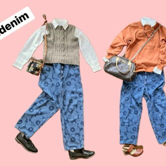 白シャツなら、ウニッコ柄のマリデニムもトラッド風に
