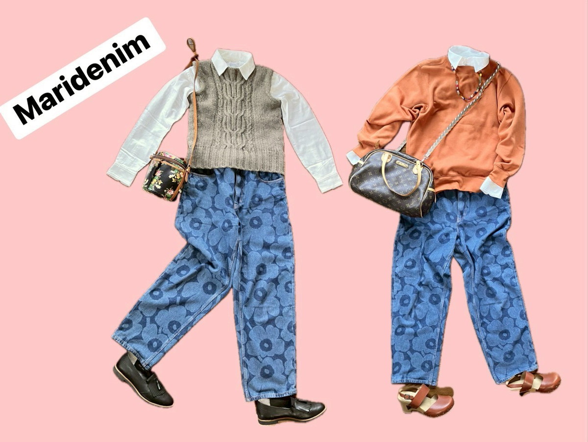 白シャツなら、ウニッコ柄のマリデニムもトラッド風に