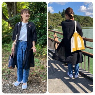 羽織ものがあると柄ものパンツも着こなしやすい