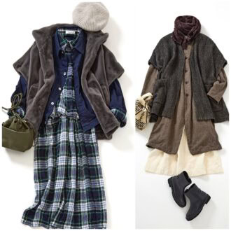 【50代のおしゃれ】　
冬の寒暖差にもアウター級ジレが大活躍！ 
人気スタイリストの重ね着コーデ