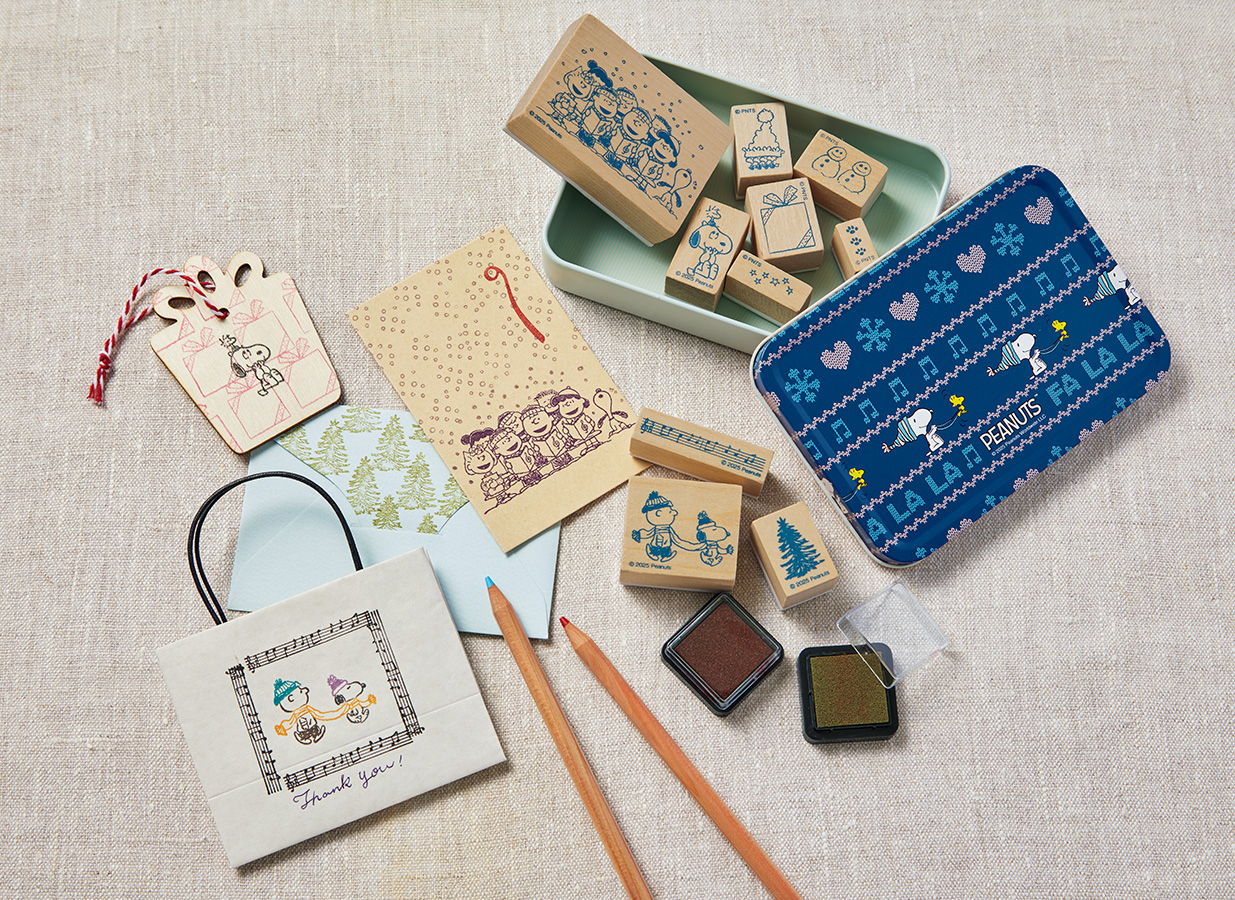 〈通常号付録〉 SNOOPY ニュアンスカラーのインク２色付き 缶入りスタンプ10個セット