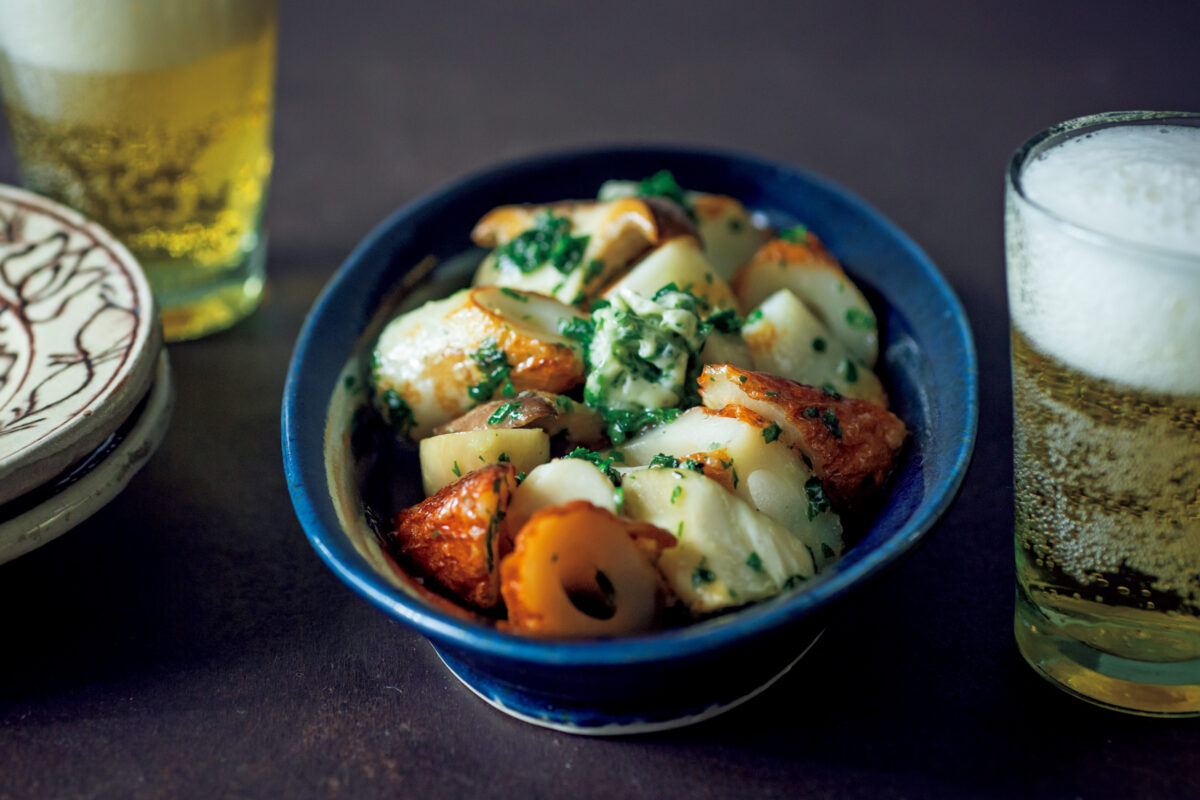 ちくわとエリンギのパセリバターソース