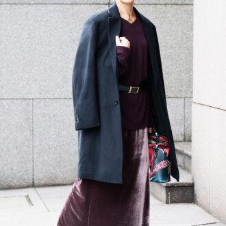 ニットonベルトでよそ行き感をプラス