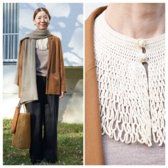 【１週間コーデ】
アンティークつけ衿で女子力アップ！  ジャケットコーデに魔法を
～〈金曜日〉#016 Misato Shimizu～