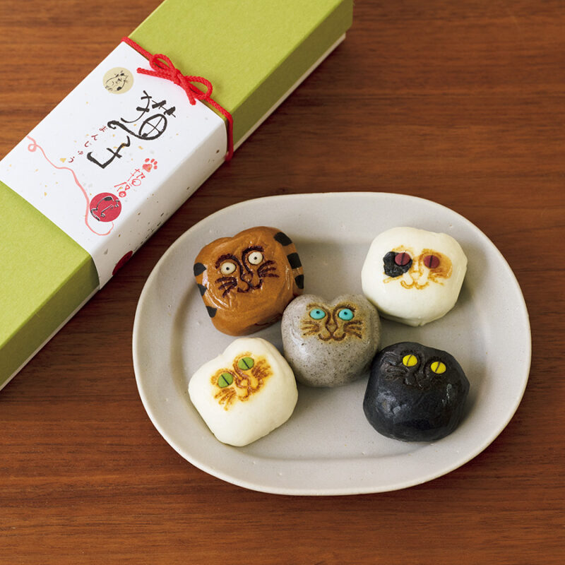 招福猫子まんじゅう5個入り¥1,600/稲豊園