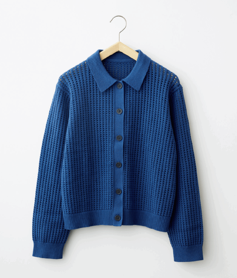 無印良品 洗えるメッシュポロカーディガン ¥4,990