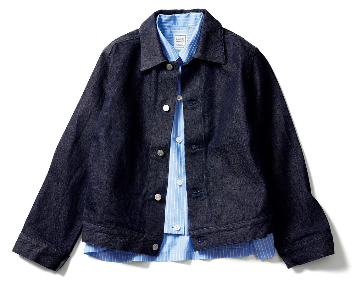 ジャケット¥25,300/ミズイロインド(マーコート)、インに着たシャツ¥24,200/ル シェル ド ハリス(金万)