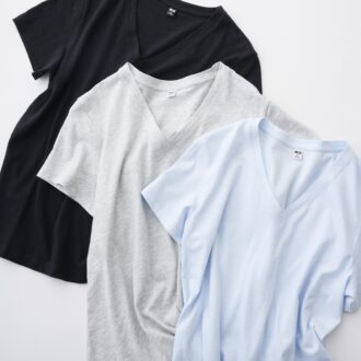 【ユニクロで指名買い】スラブジャージーVネックT￥1,500