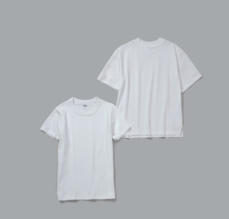 ユニクロのクルーネックTシャツと、エアリズムコットンTシャツ