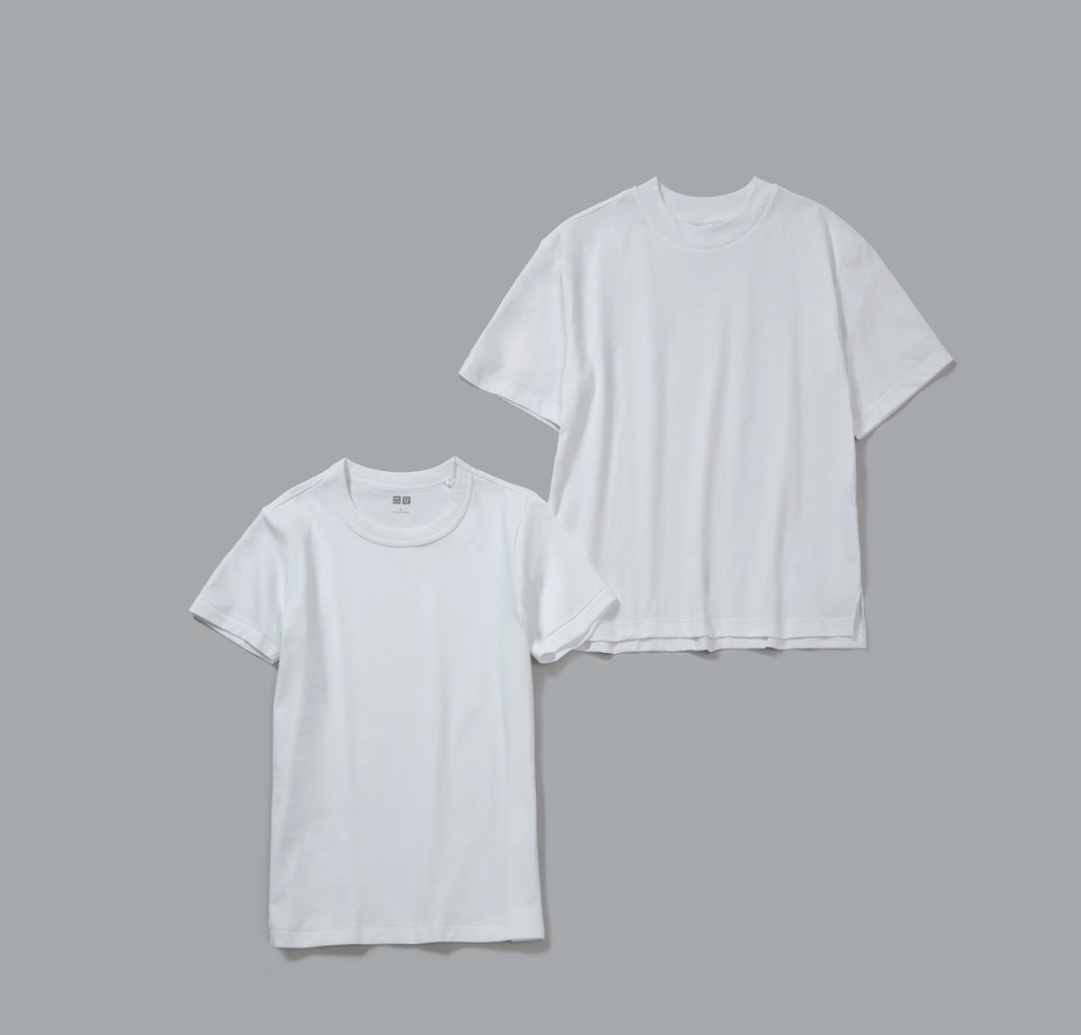 ユニクロのクルーネックTシャツと、エアリズムコットンTシャツ