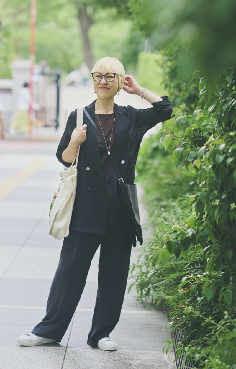 １日目、新幹線で移動の時のスタイル。