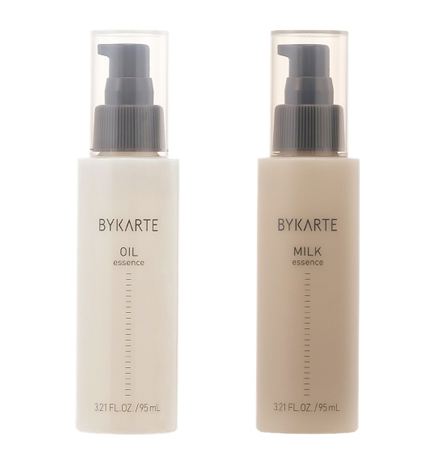 (右)バイカルテ エッセンスミルク 95mL ¥3,300(サロン専売品) (左)バイカルテ エッセンスオイル 95mL ¥3,300(サロン専売品)/ともにホーユープロフェッショナル