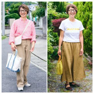 【1週間コーデ】
［50代の夏カジュアル］ピンクシャツとロゴTを品よく着こなすコツ
 ～〈月曜日・火曜日〉#022 Emi Kirino ～