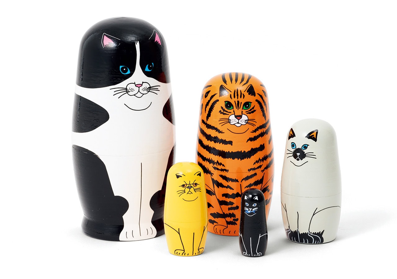 Midori Komatsuマトリョーシカキャット5個セット¥3,960／ディテール(MoMAデザインストア 表参道)