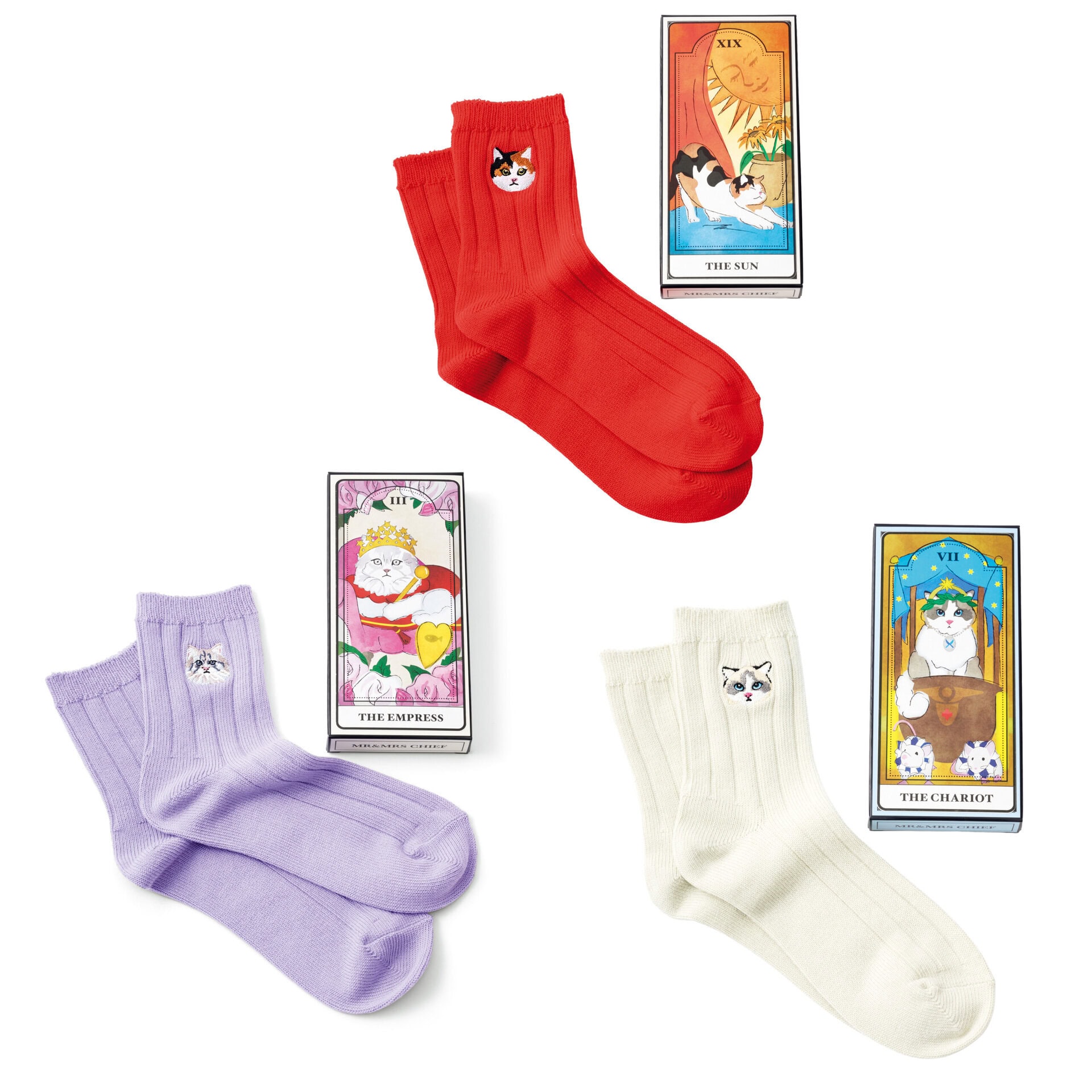 SOCKS NEKO 三毛猫・ノルウェージャンフォレスト・ラグドール各¥2,200／ミスターアンドミセス チーフ