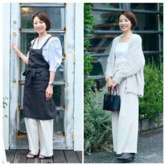 【1週間コーデ】
ワイドパンツを着まわし　パフスリーブシャツ＆シャギーニットで大人可愛く！
～〈金曜日〉#024 Kaoru Terasaka～