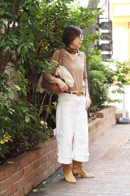 【スナップ】「H&M」のバミューダパンツ＆ブーツで秋らしく♡ ブラウンの小物でおしゃれ感アップ